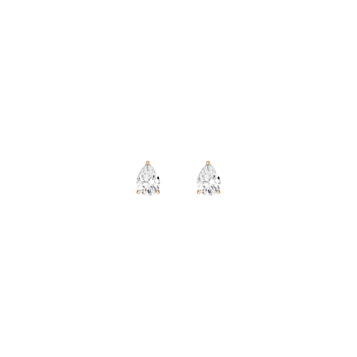 Luxury Pear Lab Grown Diamond Studs 14k Yellow Gold Single Pair First
