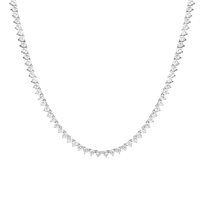 Lab Grown White Sapphire Three-Prong Tennis Necklace