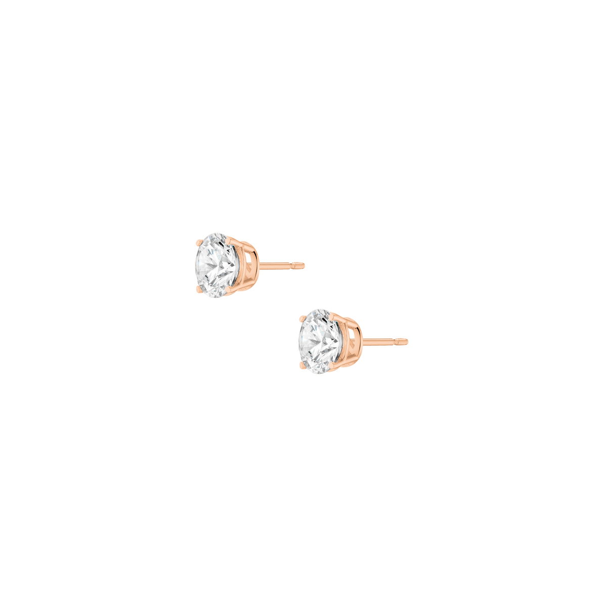 Luxury Round Lab Grown Diamond Studs 14k 4ct Rose Gold