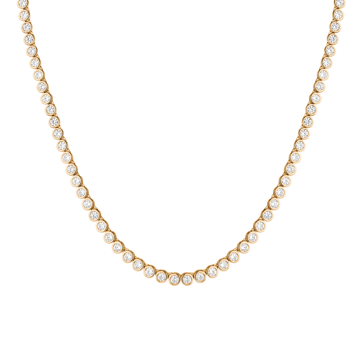 White Sapphire Bezel Tennis Necklace Vermeil 15in 16in Yellow Gold First
