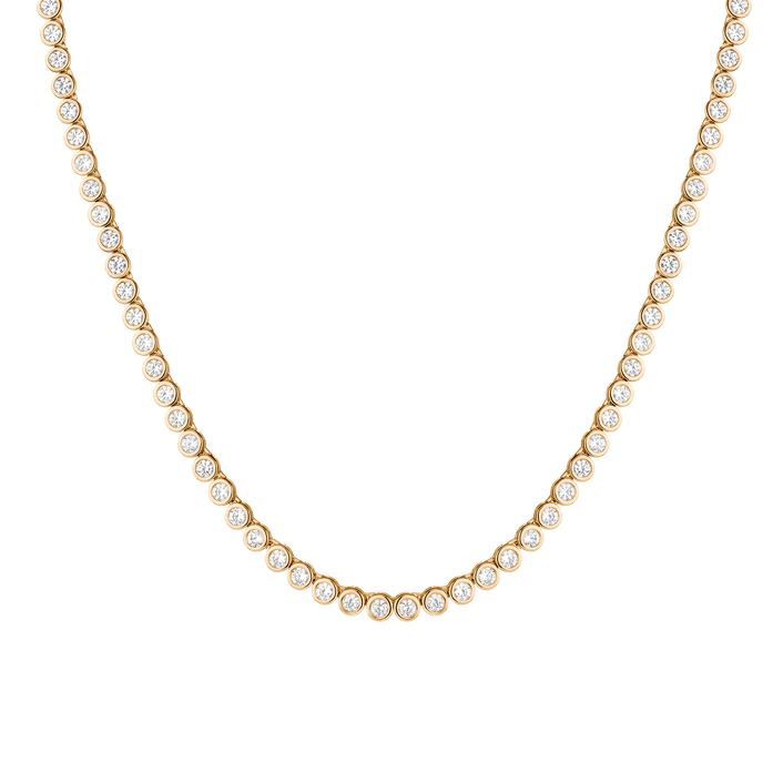 White Sapphire Bezel Tennis Necklace Vermeil 15in 16in Yellow Gold First