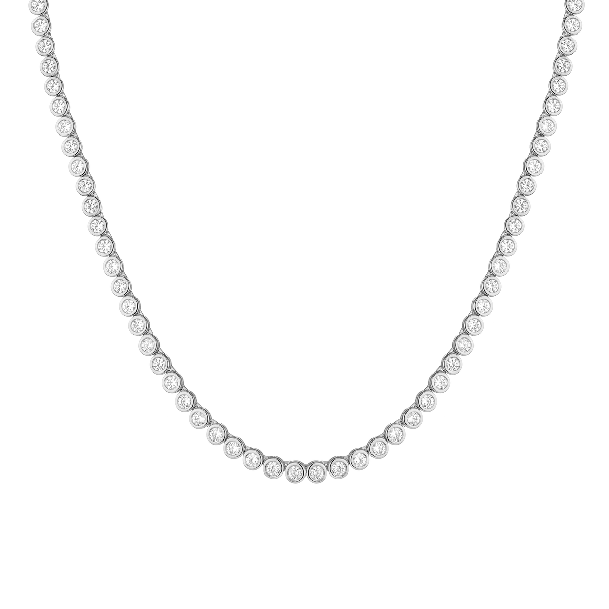 White Sapphire Bezel Tennis Necklace Vermeil 15in 16in White Gold First