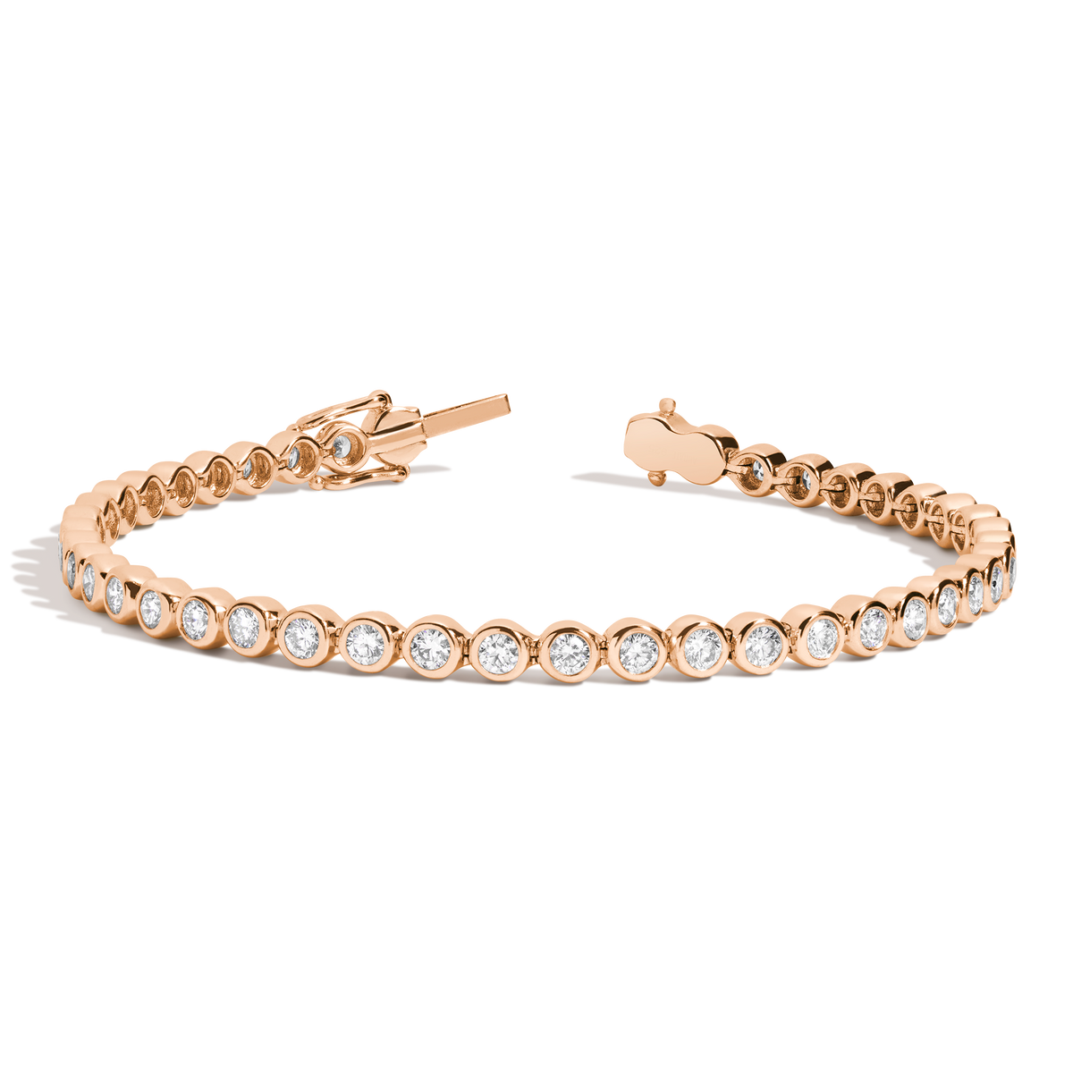 Lab Grown Diamond Bezel Tennis Bracelet 14k 18k Rose Gold 6in 6.5in 7in First