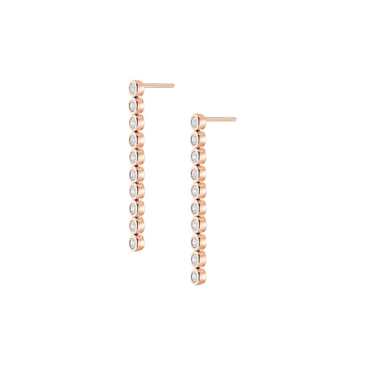 Lab Grown Diamond Bezel Tennis Earrings 14k 18k Rose Gold