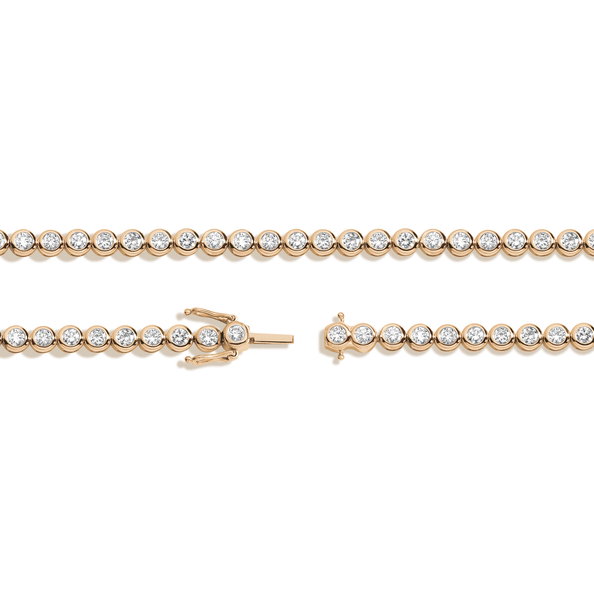 Lab Grown Diamond Bezel Tennis Necklace 14k 18k Yellow Gold 16in