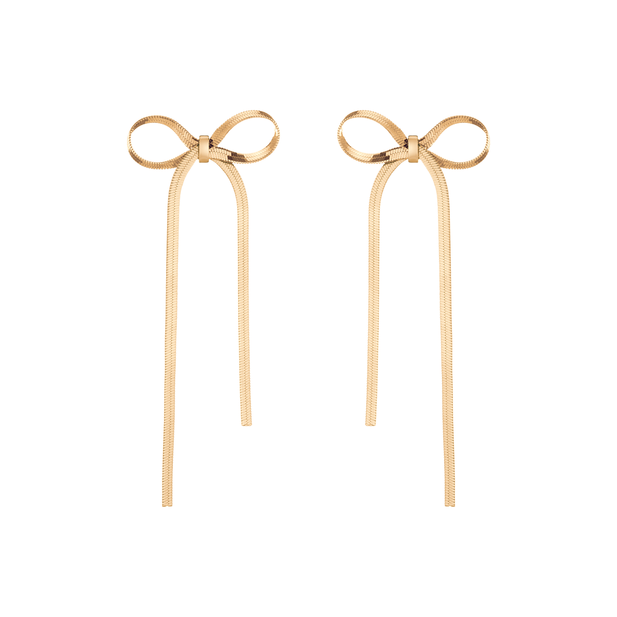 Herringbone Bow Earrings Vermeil Yellow Gold First