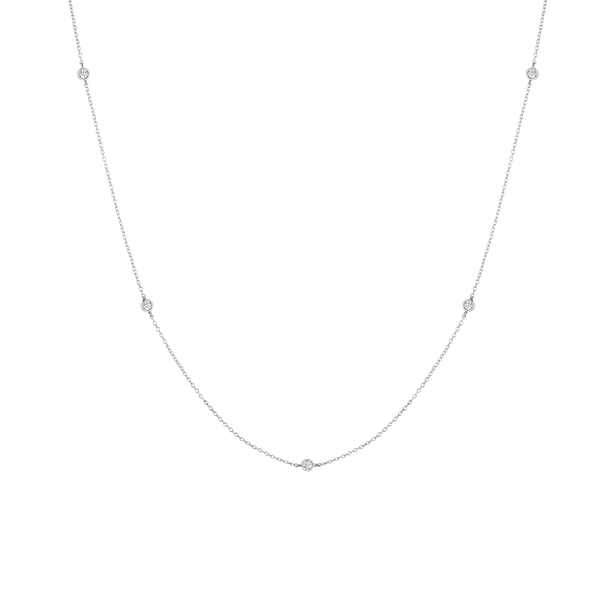 Lab Grown Diamond Station Necklace 14k White Gold 16in 18in First
