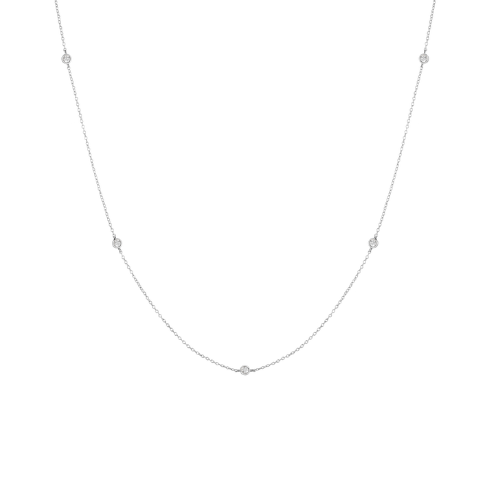 Lab Grown Diamond Station Necklace 14k White Gold 16in 18in First