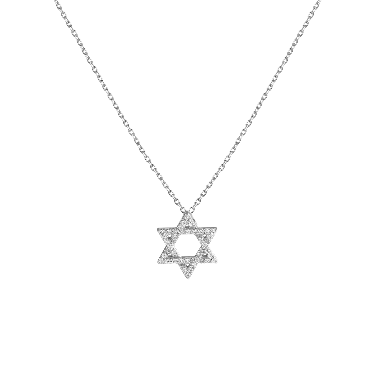 Lab Grown Diamond Star of David Necklace 14k White Gold 18in First