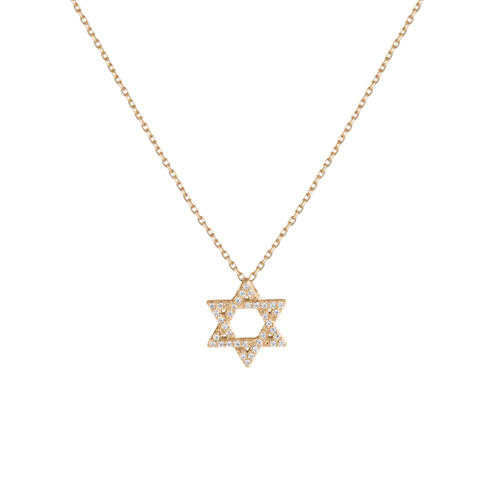 Lab Grown Diamond Star of David Necklace 14k Yellow Gold 18in First