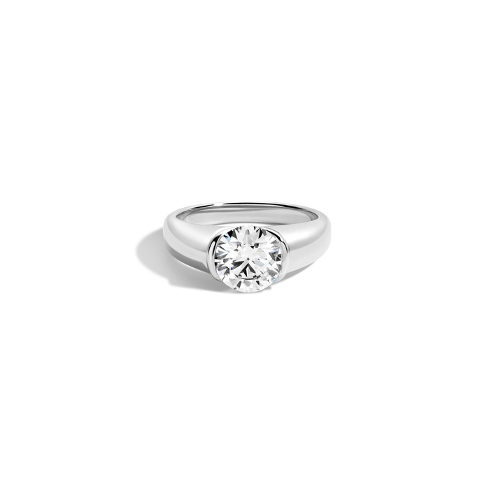 2ct Round Lab Grown Diamond Floating Cigar Ring 14k 18k Platinum White Gold First