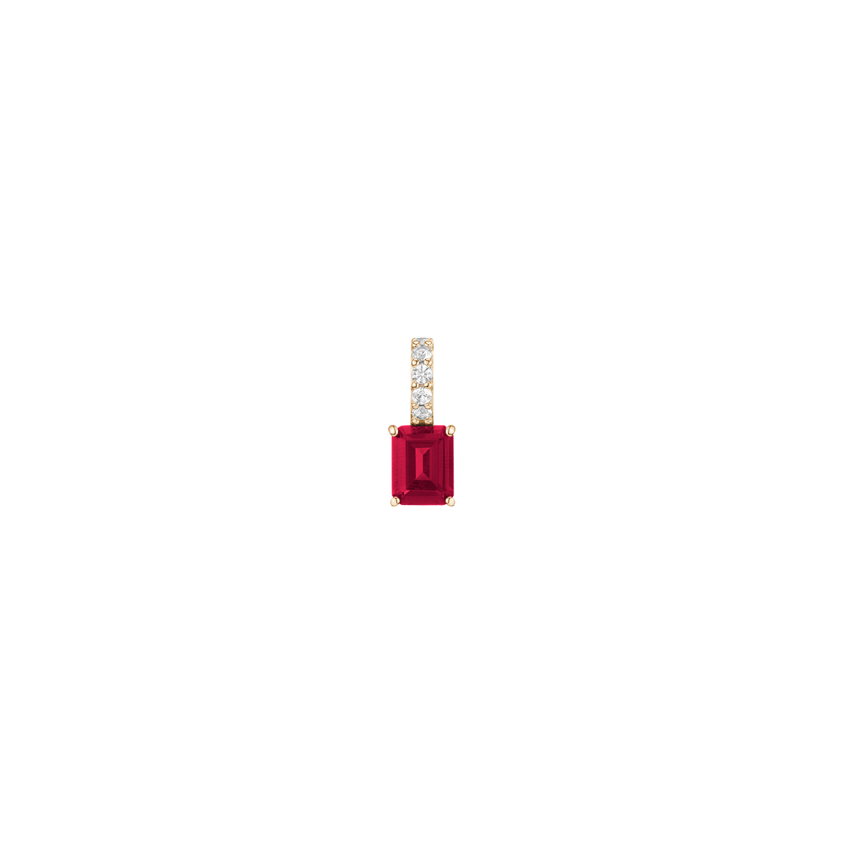 Emerald Cut Tennis Charm Pendant Vermeil Yellow Gold Lab Grown Red Ruby First