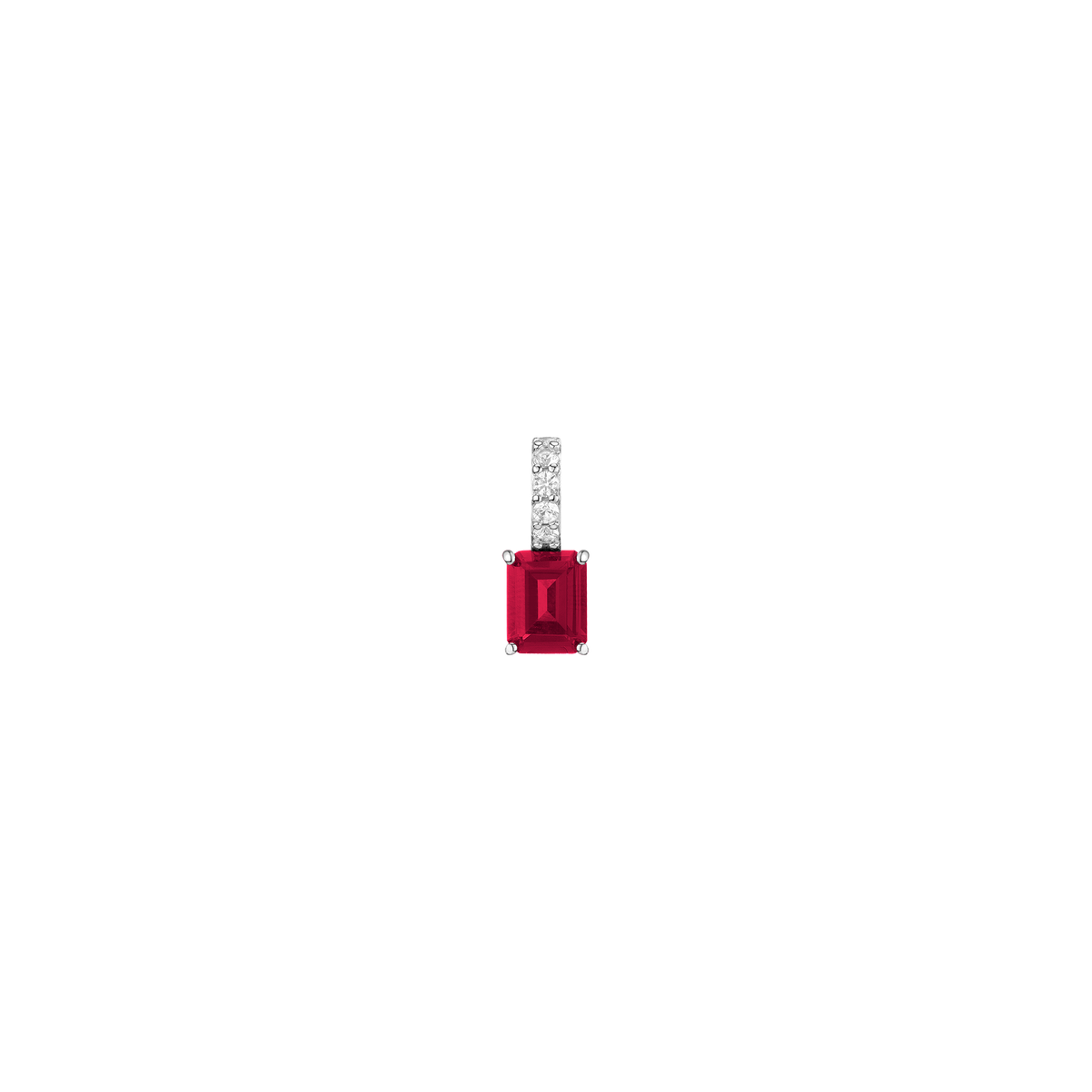 Emerald Cut Tennis Charm Pendant Vermeil White Gold Lab Grown Red Ruby First