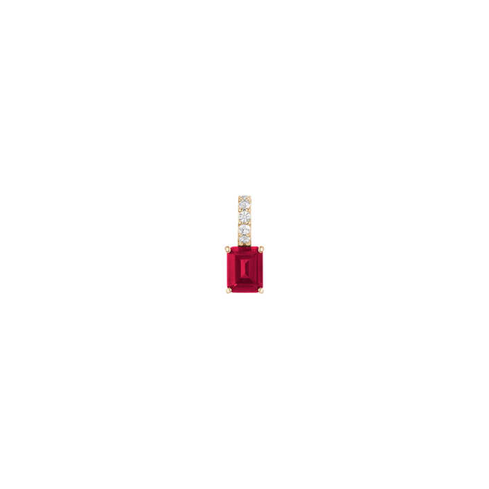 Emerald Cut Tennis Charm Pendant Vermeil Yellow Gold Lab Grown Red Ruby First