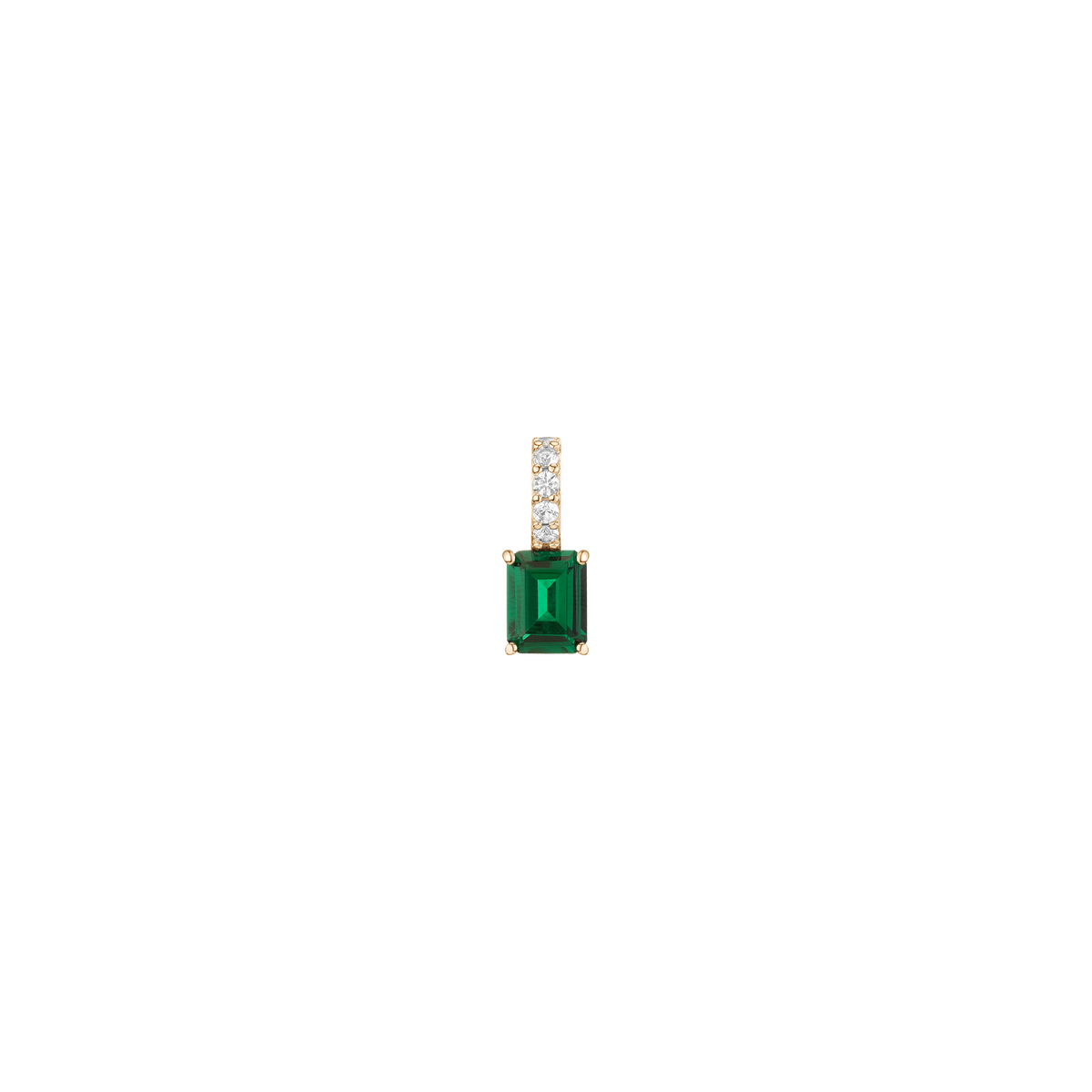 Emerald Cut Tennis Charm Pendant Vermeil Yellow Gold Lab Grown Green Emerald First