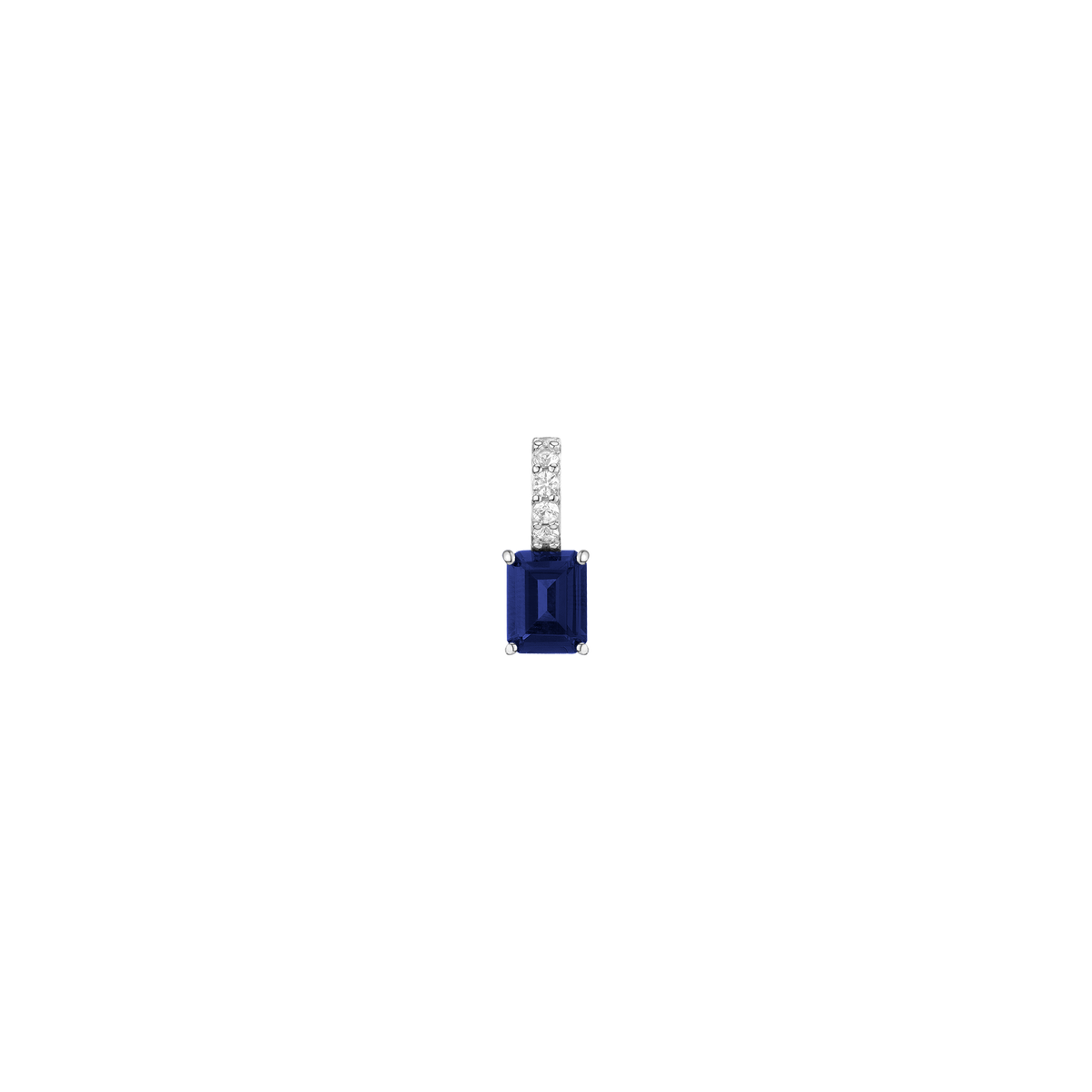 Emerald Cut Tennis Charm Pendant Vermeil White Gold Lab Grown Blue Sapphire First