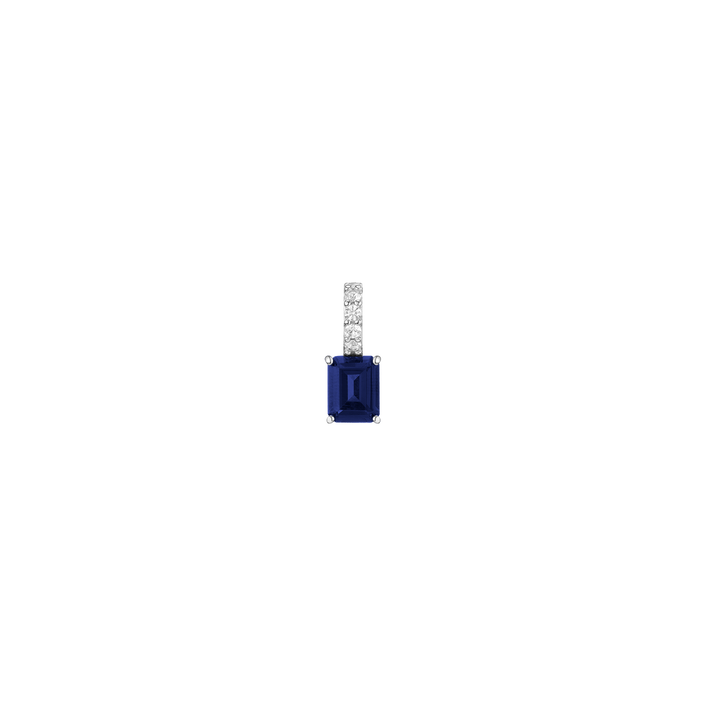 Emerald Cut Tennis Charm Pendant Vermeil White Gold Lab Grown Blue Sapphire First