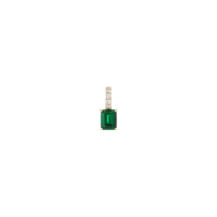 Emerald Cut Tennis Charm Pendant Vermeil Yellow Gold Lab Grown Green Emerald First