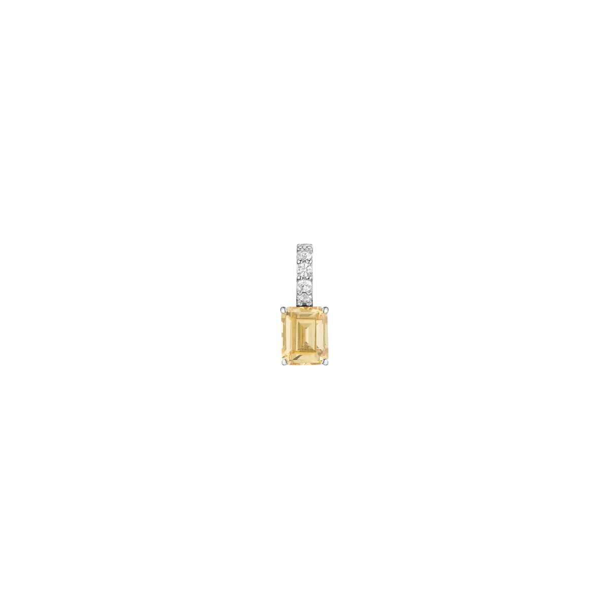 Emerald Cut Tennis Charm Pendant Vermeil White Gold Lab Grown Canary First