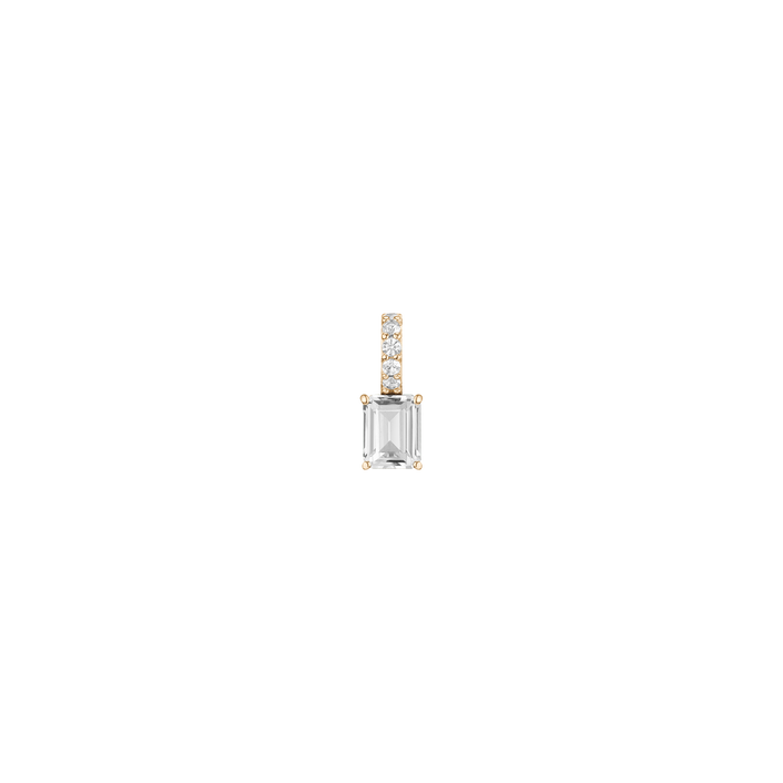 Emerald Cut Tennis Charm Pendant Vermeil Yellow Gold Lab Grown White Sapphire First