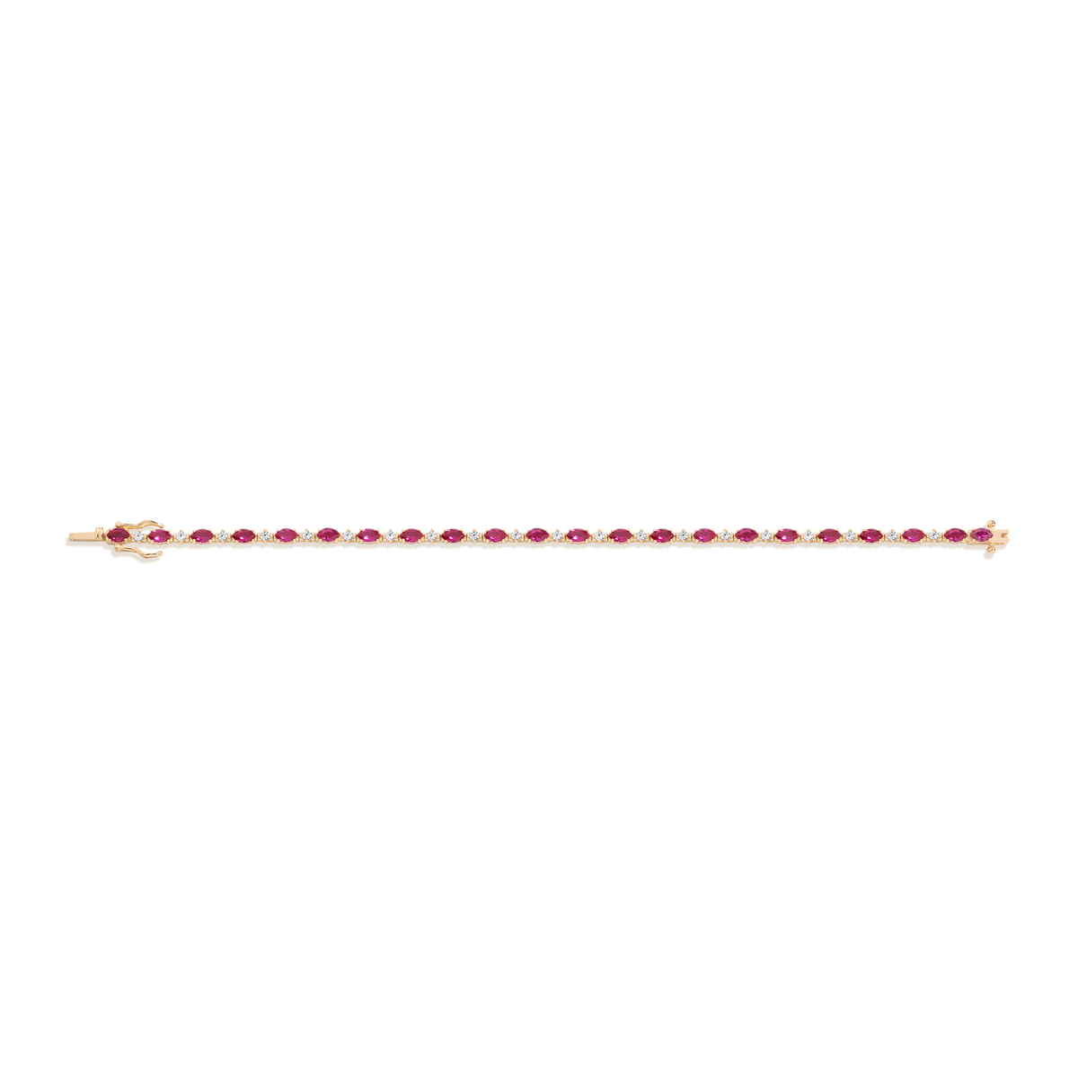 Marilyn Lab Grown Red Marquise Tennis Bracelet Vermeil Yellow Gold 6.5in 7in 7.5in