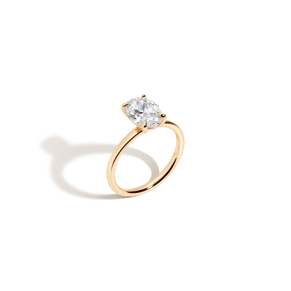 2ct Oval Lab Grown Diamond Solitaire Ring 14k 18k Yellow Gold