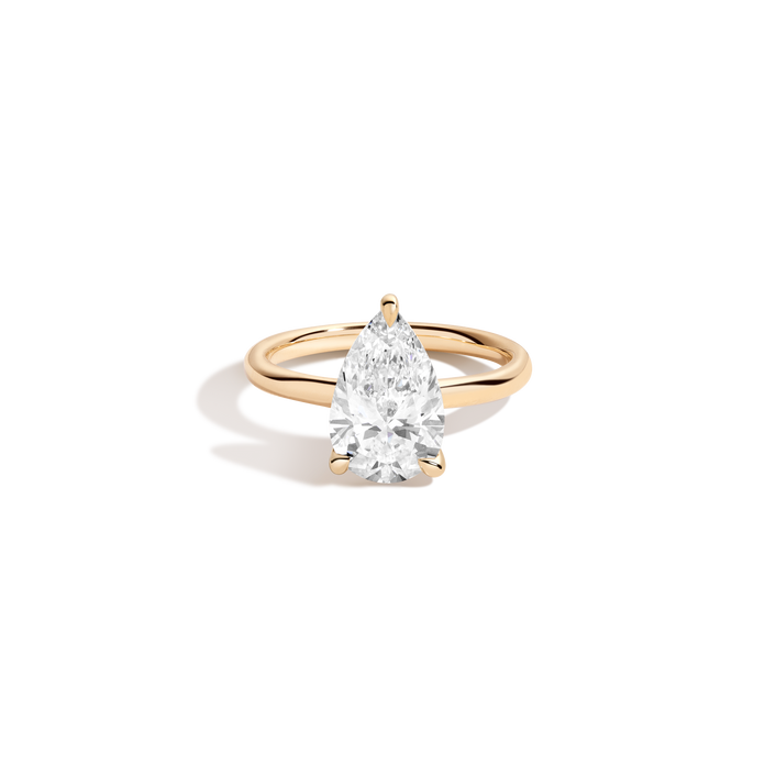 3ct Pear Lab Grown Diamond Solitaire Ring 14k 18k Yellow Gold First