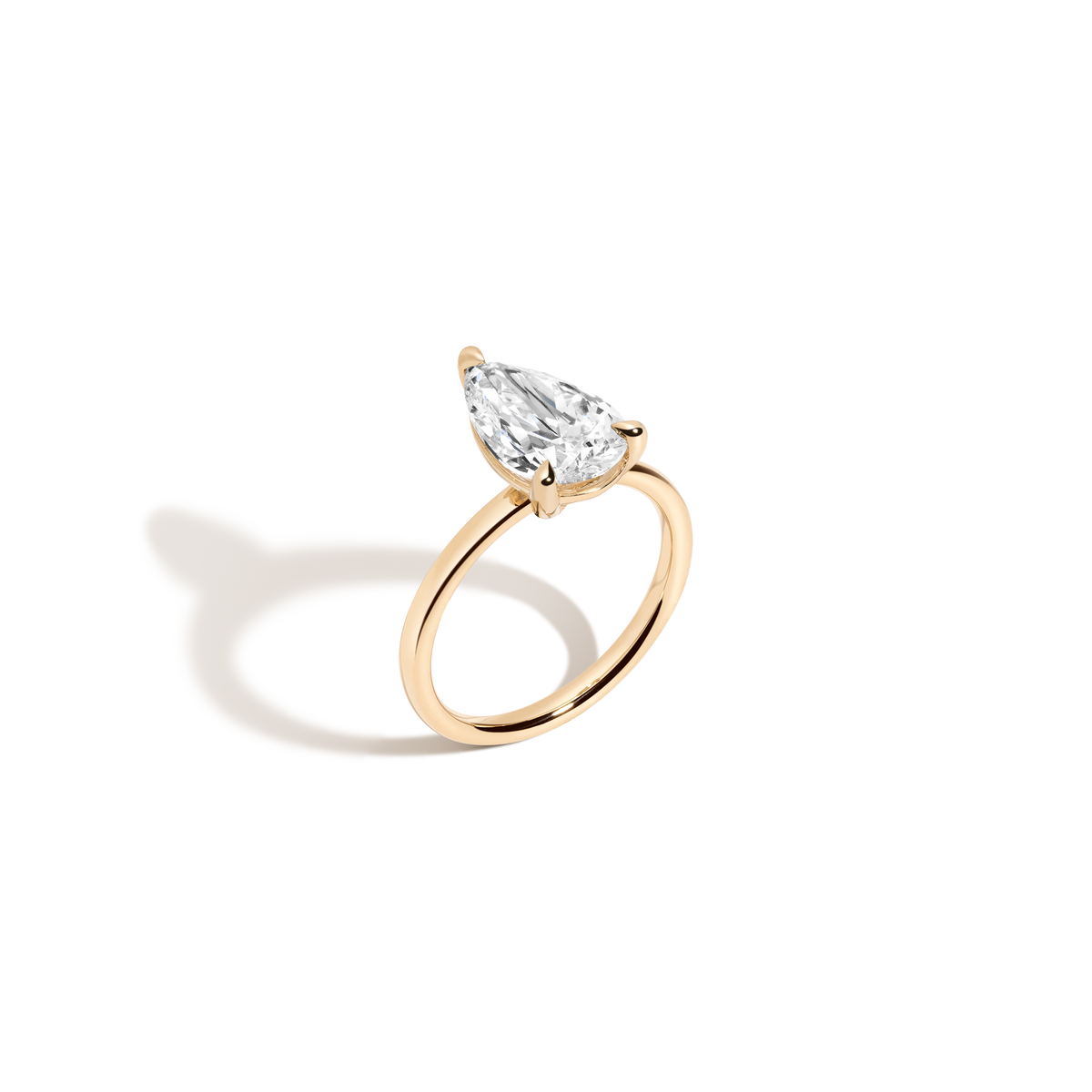 3ct Pear Lab Grown Diamond Solitaire Ring 14k 18k Yellow Gold