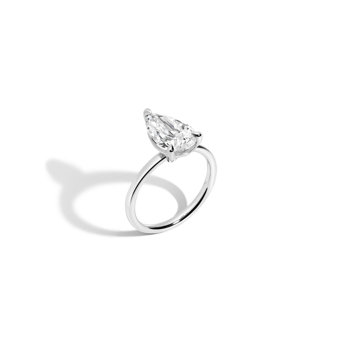 3ct Pear Lab Grown Diamond Solitaire Ring 14k 18k Platinum White Gold