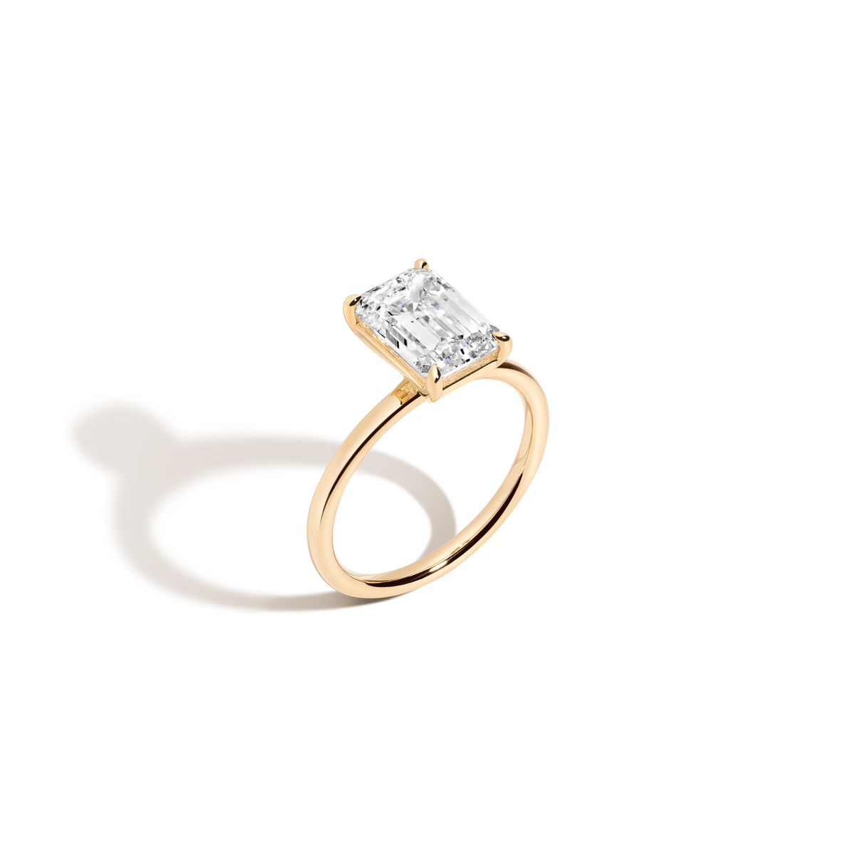 3ct Emerald Lab Grown Diamond Solitaire Ring 14k 18k Yellow Gold