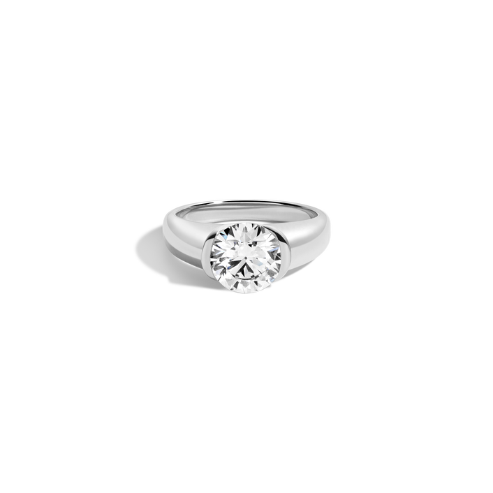 3ct Round Lab Grown Diamond Floating Cigar Ring 14k 18k Platinum White Gold First