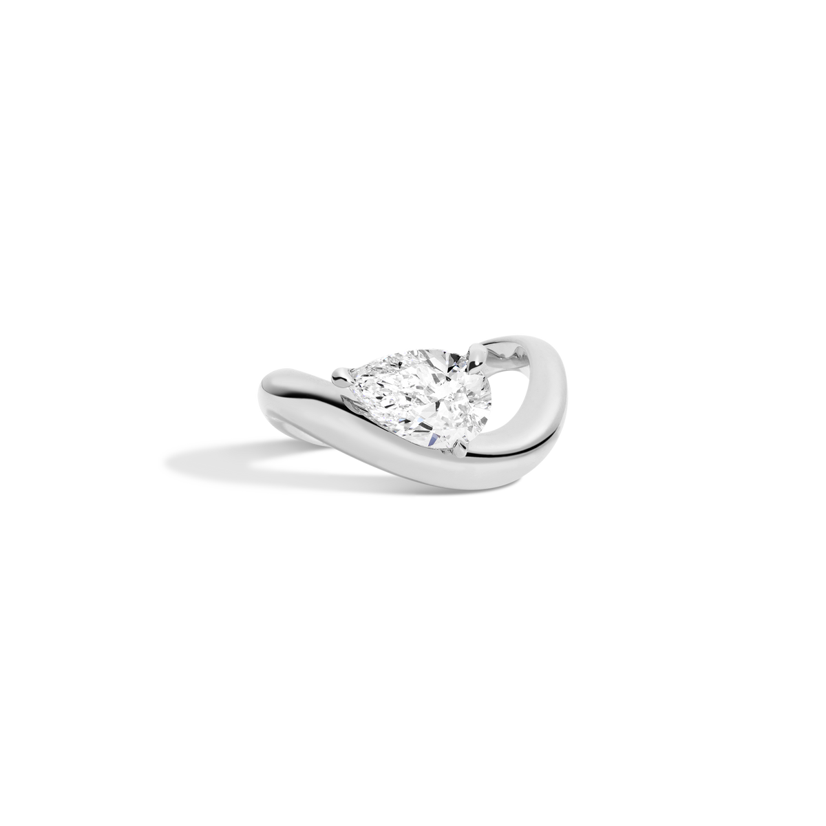 2ct Pear Lab Grown Diamond Floating Ring 14k 18k Platinum White Gold First