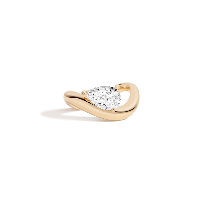 2ct Pear Lab Grown Diamond Floating Ring 14k 18k Yellow Gold First