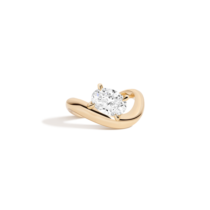 2ct Oval Lab Grown Diamond Floating Ring 14k 18k Yellow Gold First
