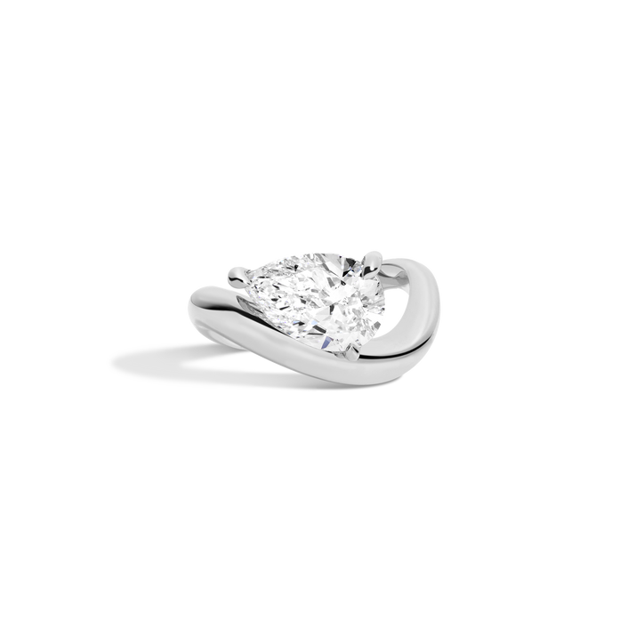 3ct Pear Lab Grown Diamond Floating Ring 14k 18k Platinum White Gold First