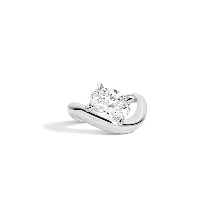 3ct Oval Lab Grown Diamond Floating Ring 14k 18k Platinum White Gold First