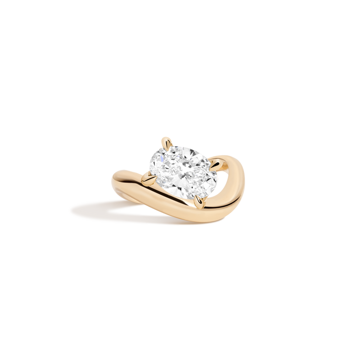 3ct Oval Lab Grown Diamond Floating Ring 14k 18k Yellow Gold First