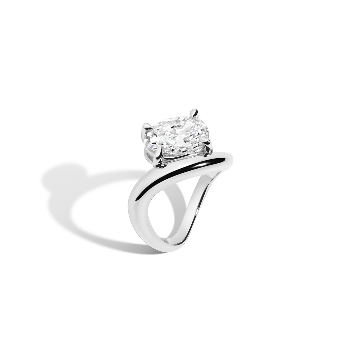 3ct Oval Lab Grown Diamond Floating Ring 14k 18k Platinum White Gold