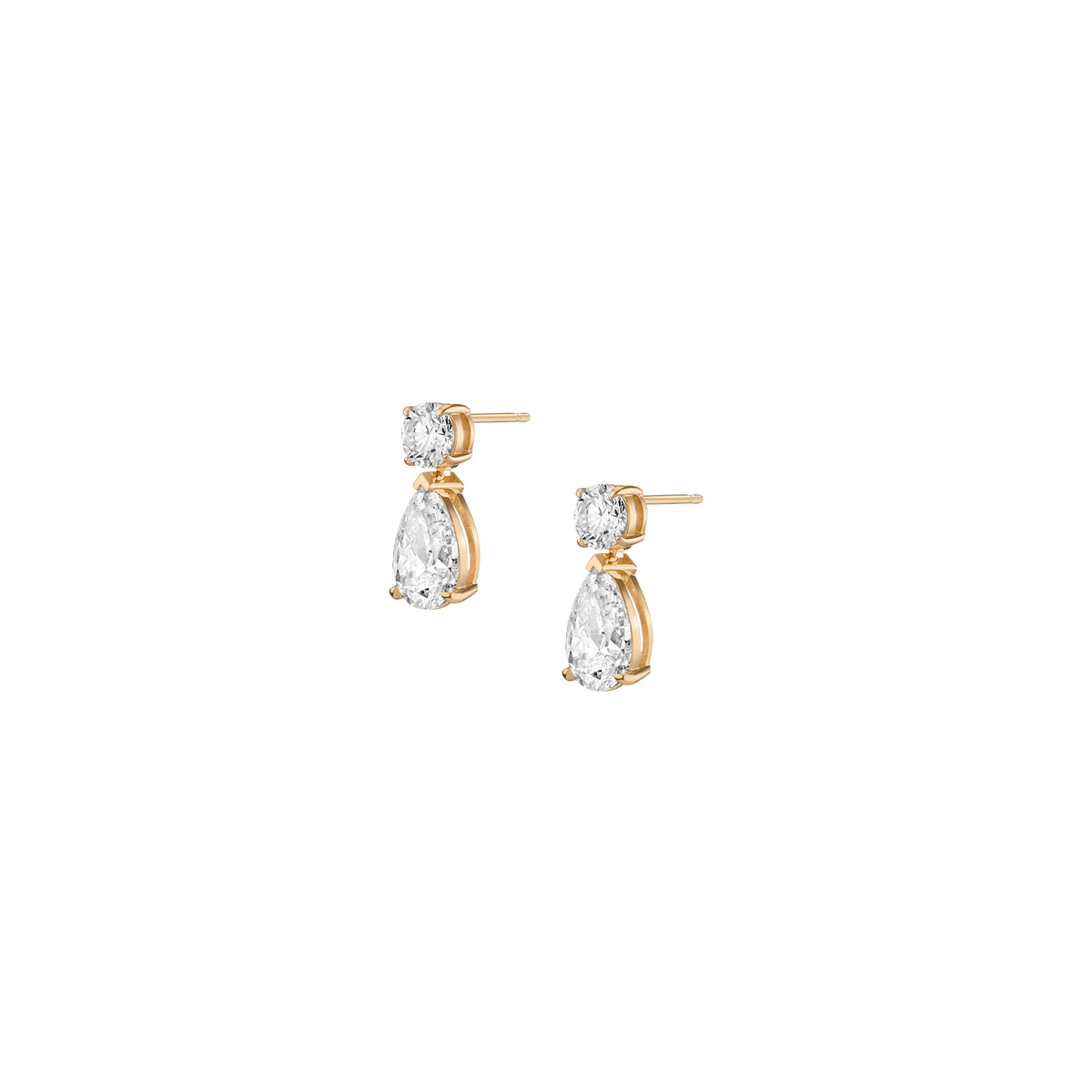 Lab Grown Diamond Pear Drop Earrings 14k Yellow Gold 5ct