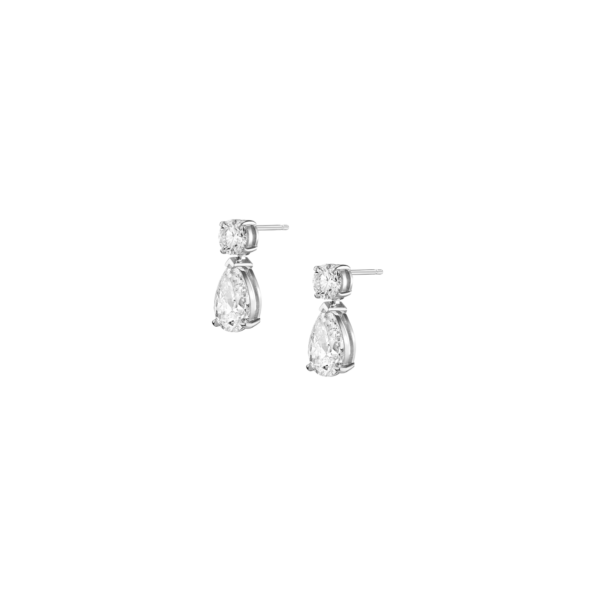 Lab Grown Diamond Pear Drop Earrings 14k White Gold 5ct