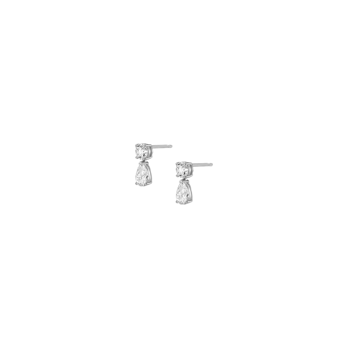 Lab Grown Diamond Pear Drop Earrings 14k White Gold 2ct