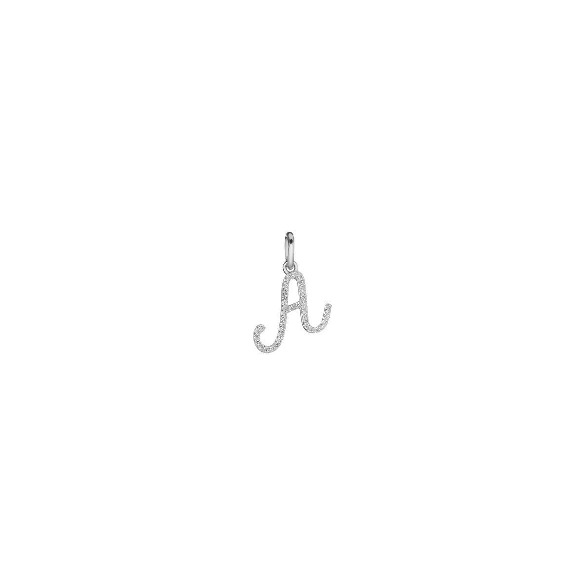 Pavé Lab Grown Diamond Script Letter Pendant 14k White Gold A First