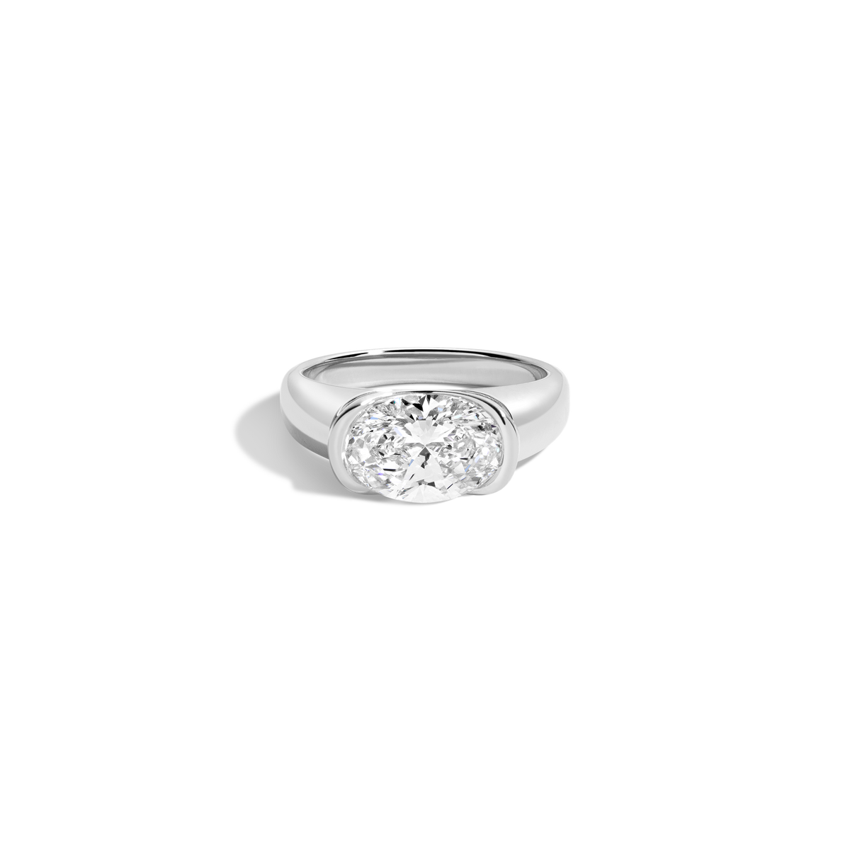 3ct Oval Lab Grown Diamond Floating Cigar Ring 14k 18k Platinum White Gold First