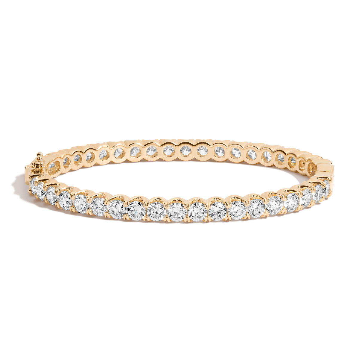 10ct Lab Grown Diamond Hinged Tennis Bracelet 14k Yellow Gold 6.5in First