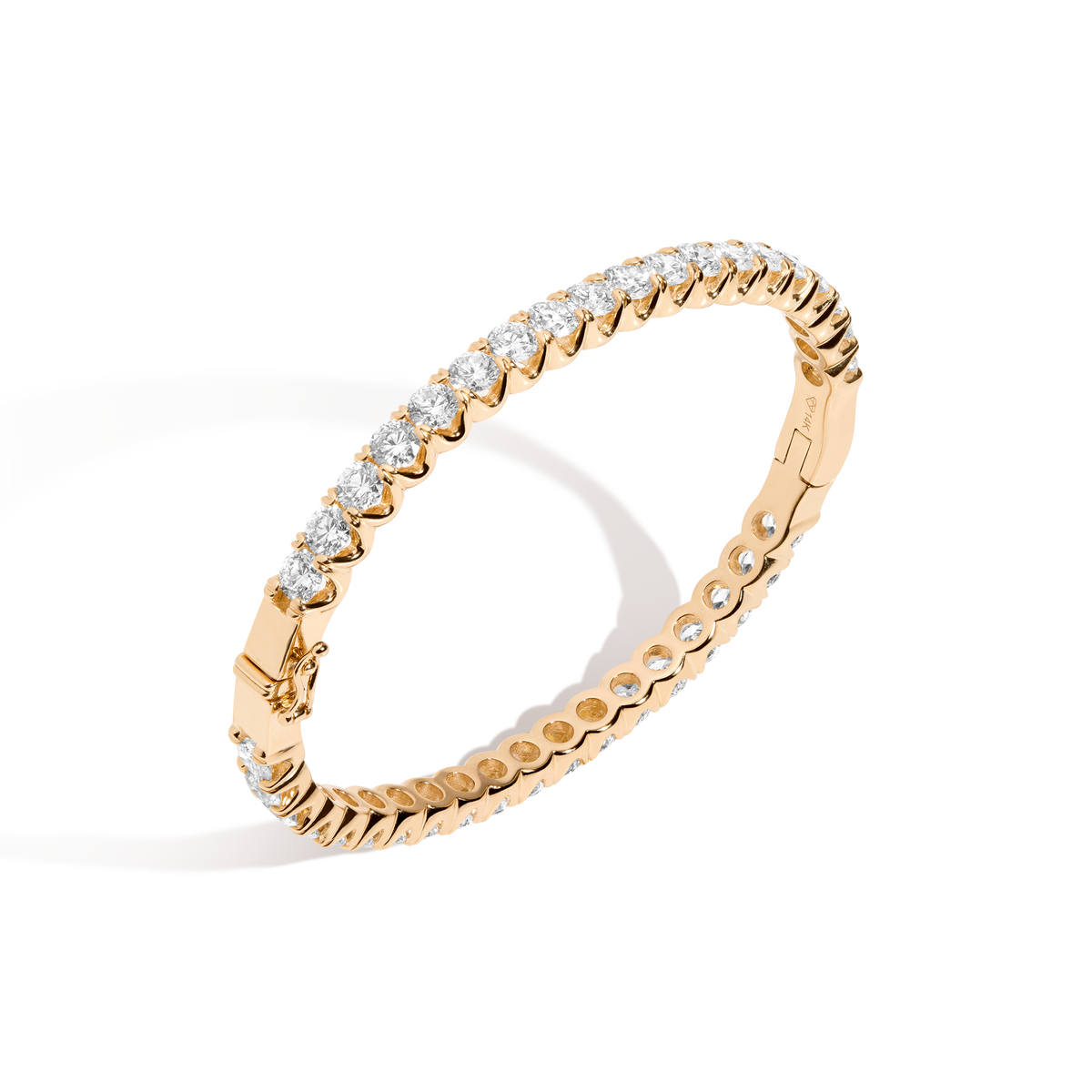 10ct Lab Grown Diamond Hinged Tennis Bracelet 14k Yellow Gold 6.5in