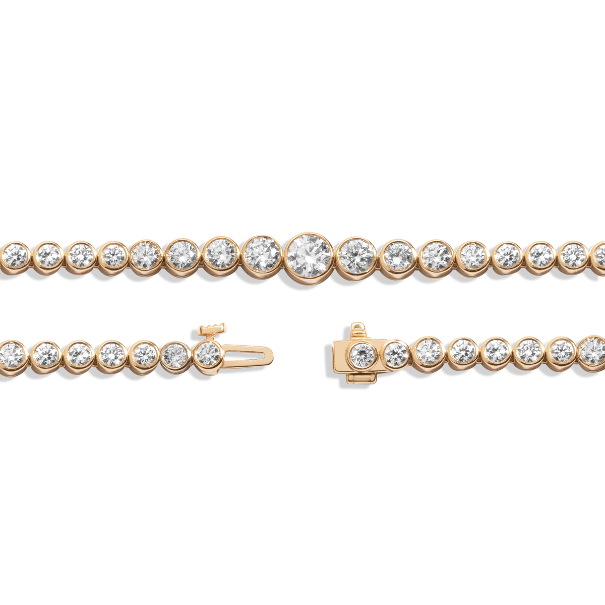 10ct Multi Graduated Lab Grown Diamond Tennis Necklace 14k Yellow Gold 18in