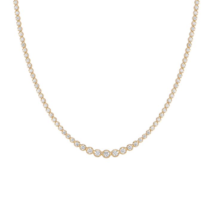 4ct Lab Grown Diamond Graduated Tennis Necklace 14k Yellow Gold 16in First