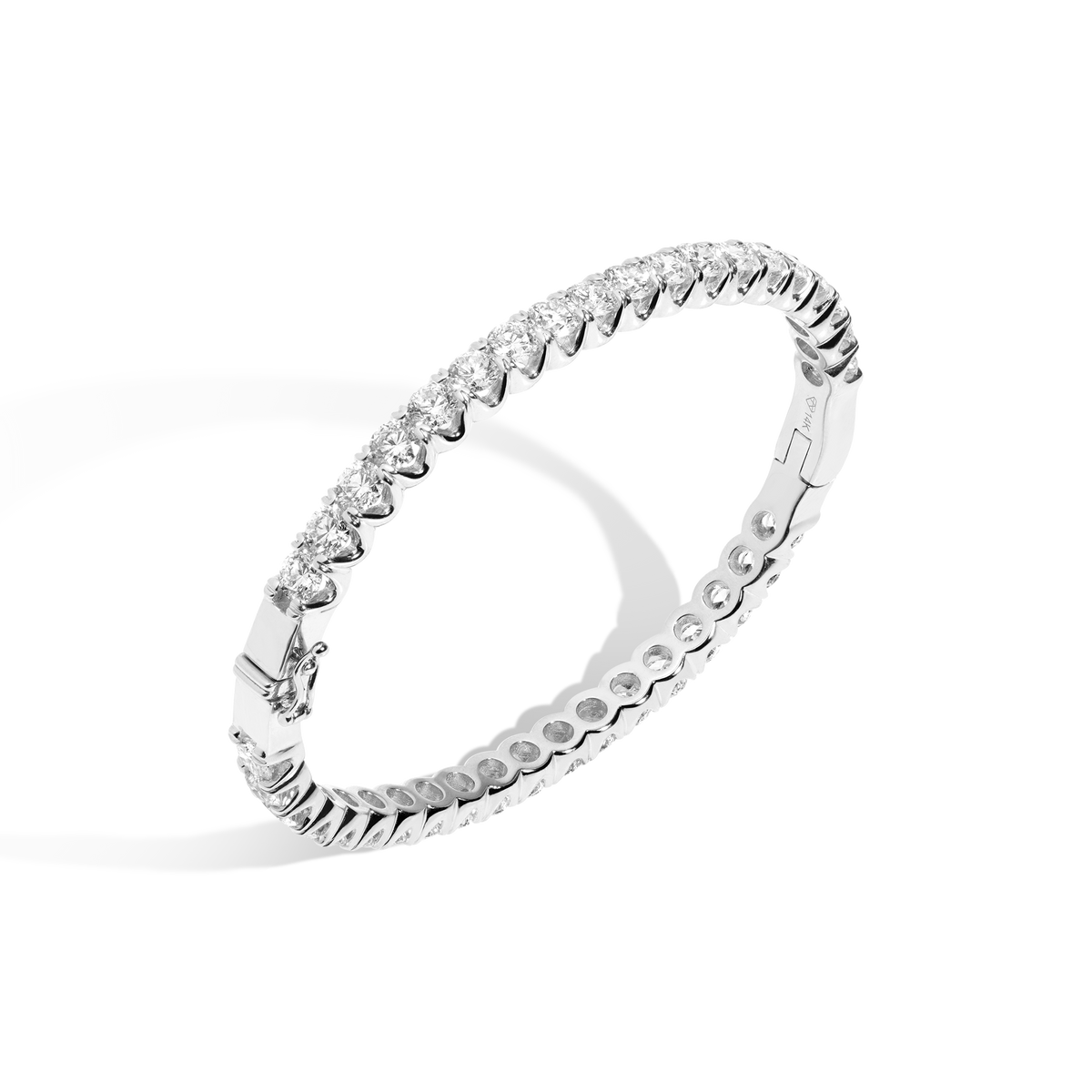 10ct Lab Grown Diamond Hinged Tennis Bracelet 14k White Gold 6.5in