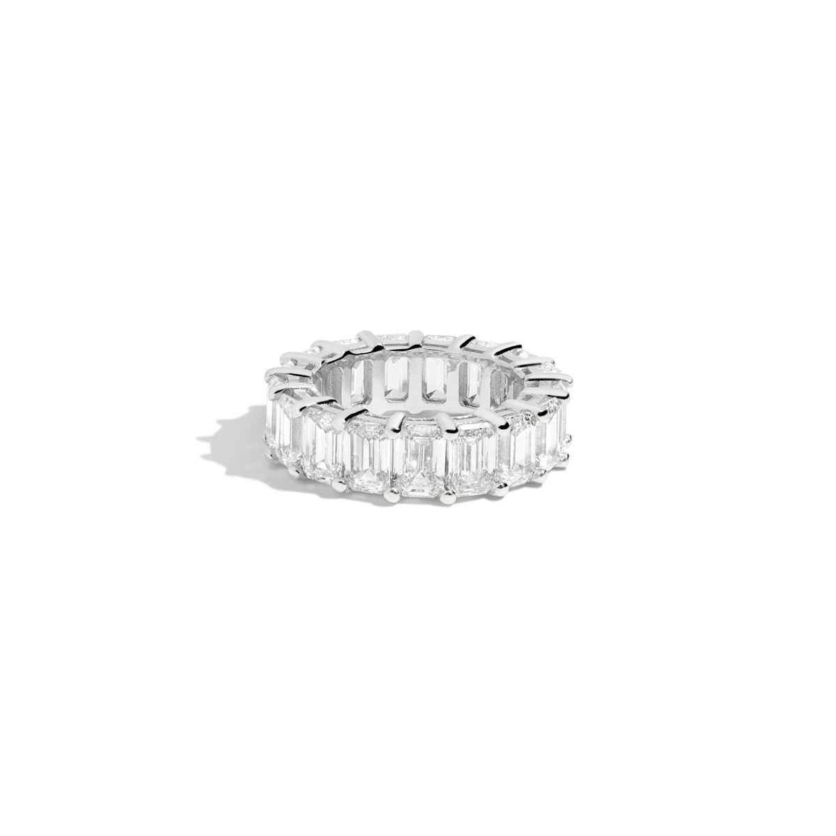 10ct Lab Grown Diamond Emerald Cut Ring 14k White Gold First