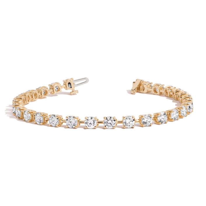 8ct Lab Grown Diamond Tennis Link Bracelet 14k Yellow Gold 7in First